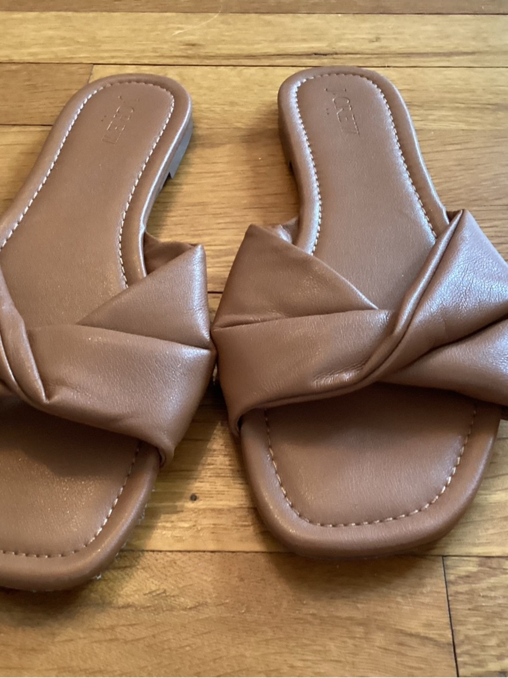 J. Crew Women's Brown Knot-Front Slide Sandals